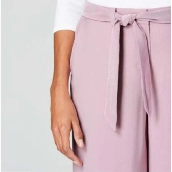 Christian Siriano for J Jill Womens 22 Silky Tie Waist Cropped Pockets Purple - Picture 3 of 10